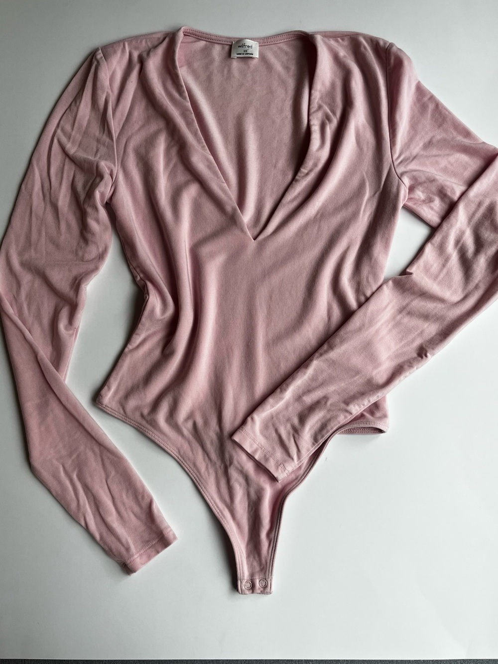 Wilfred Light Pink Contour Long-sleeve V-Neck Bodysuit